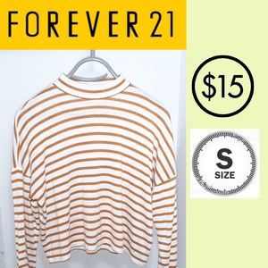 Forever 21- White and Yellow Long Striped Tee